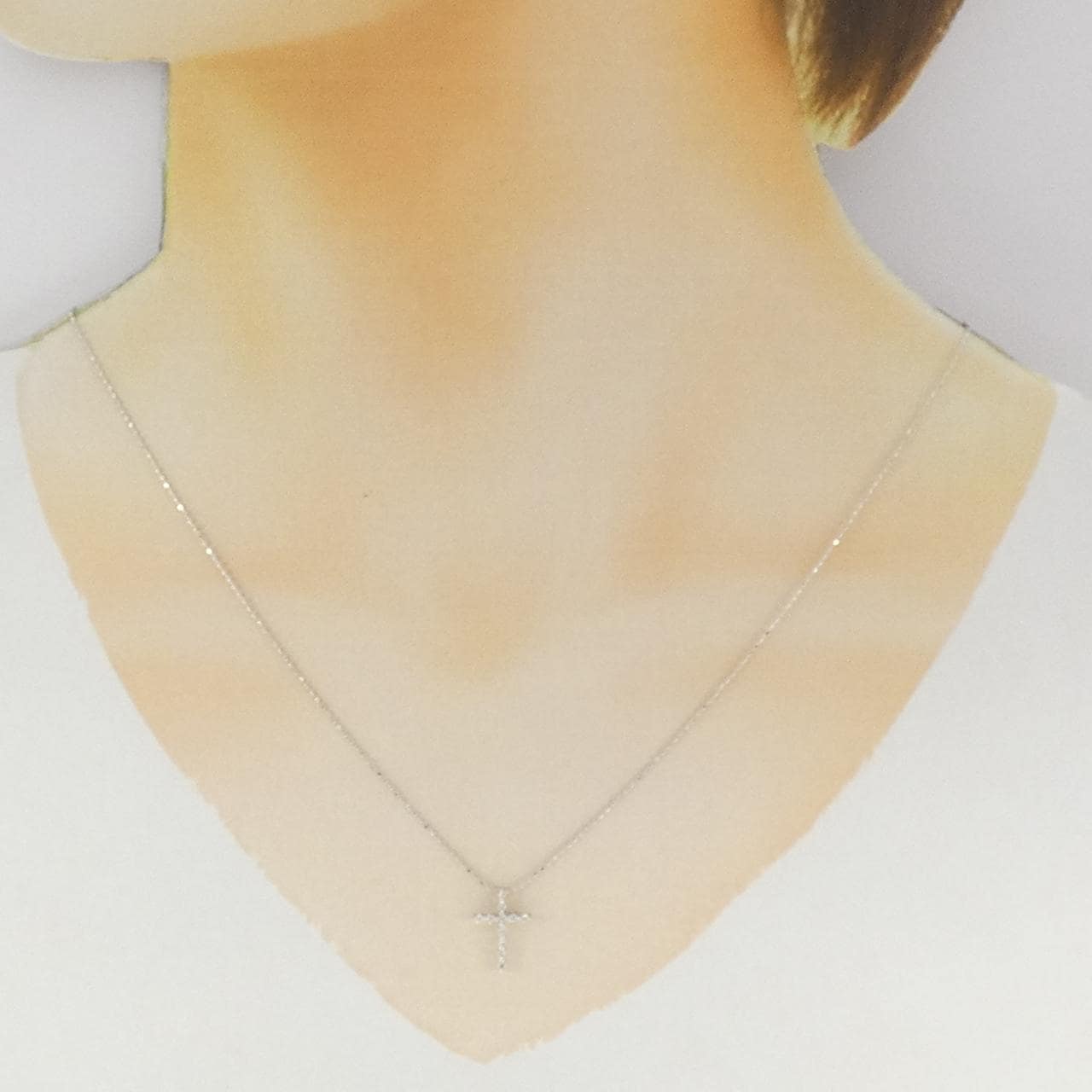 K18WG クロス ダイヤモンド ネックレス 0.1CT