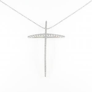 K18WG クロス ダイヤモンド ネックレス 0.20CT