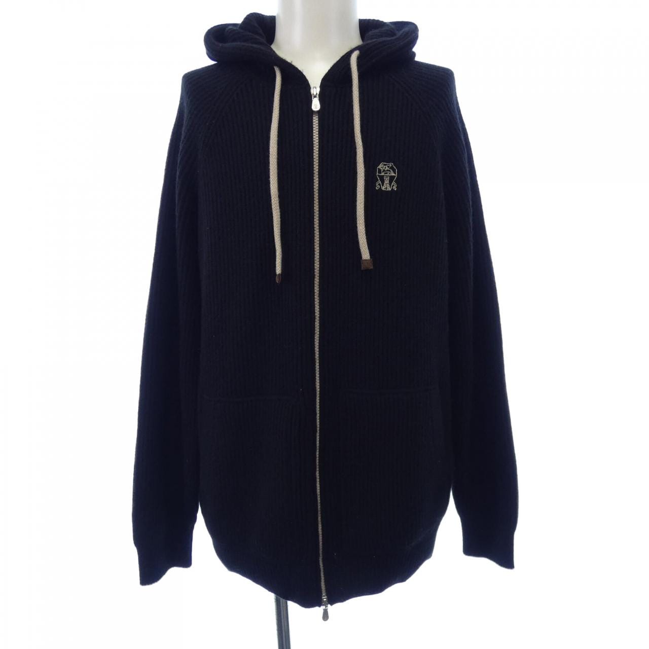 ブルネロクチネリ BRUNELLO CUCINELLI ロゴ入り カシミヤ ハーフイングリッシュリブニットジップアップ M22704806G パーカー