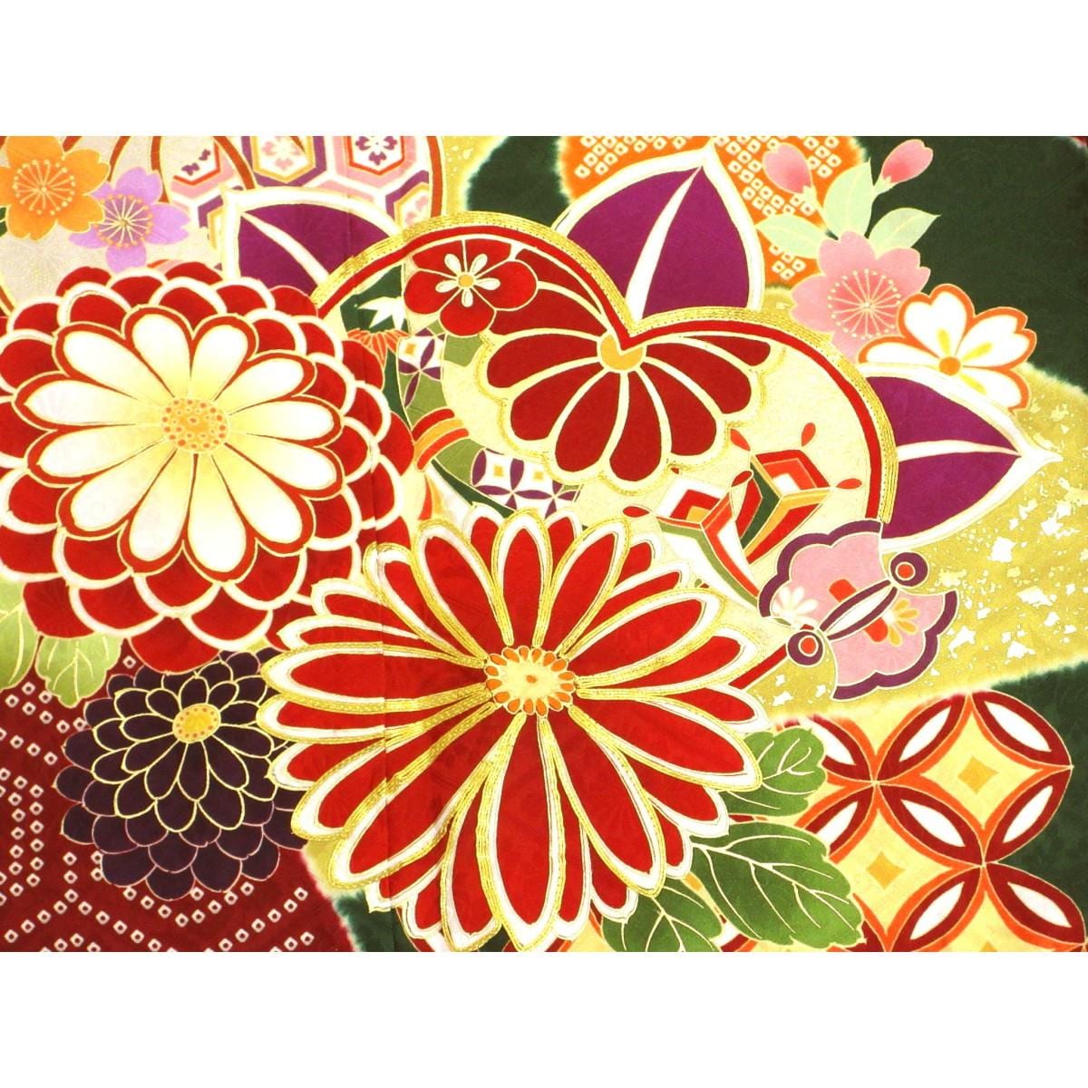 振袖　友禅金彩加工　刺繍入り　身幅Ｌ寸