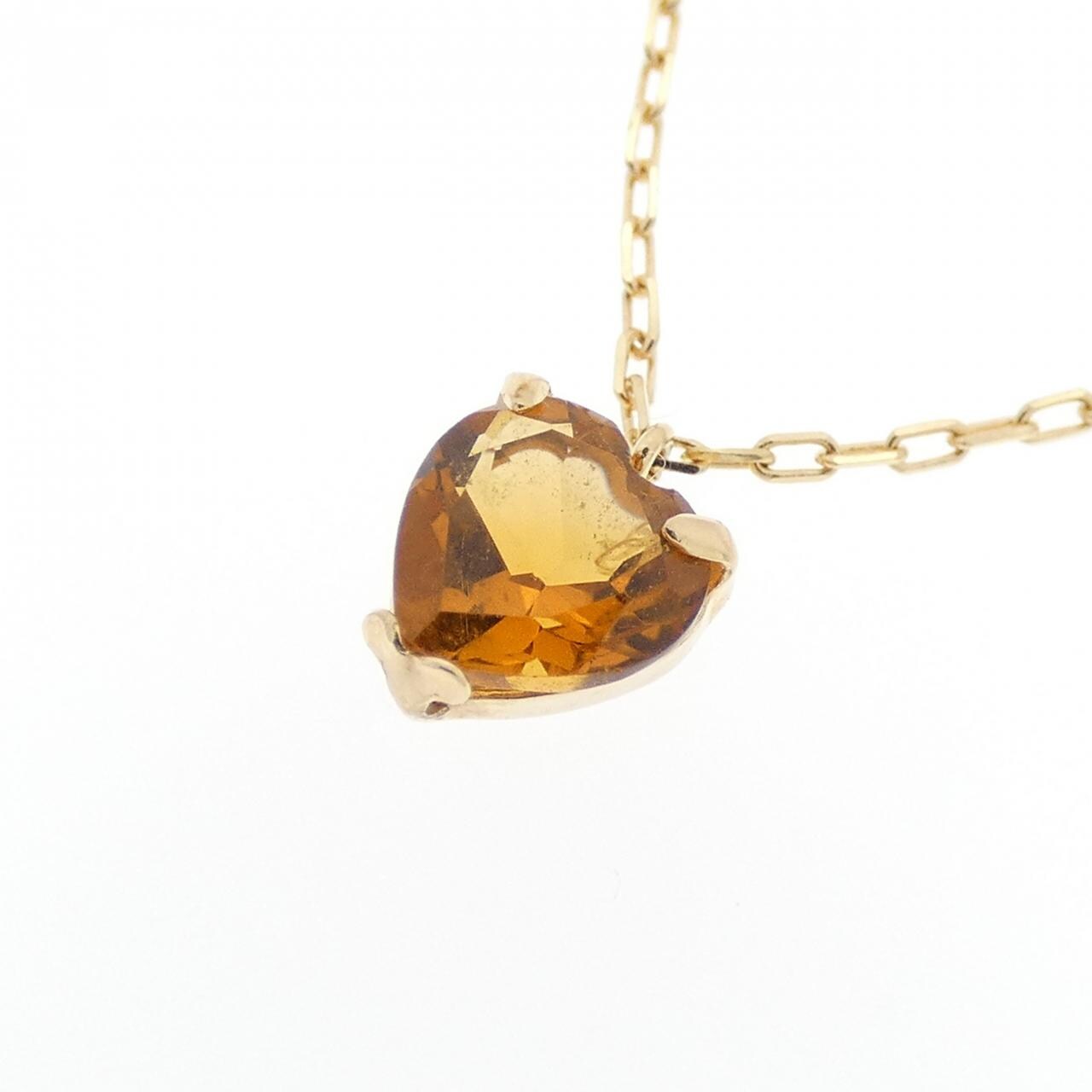 K18YG ハート シトリン ネックレス 3.0CT