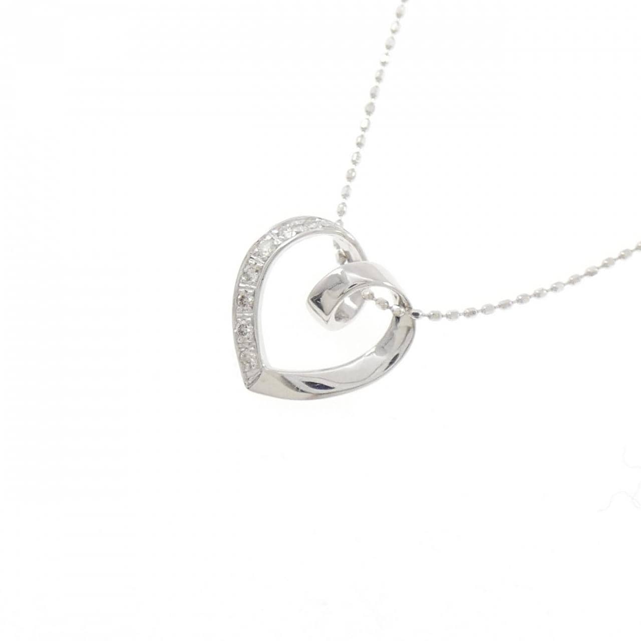 K18WG ハート ダイヤモンド ネックレス 0.07CT