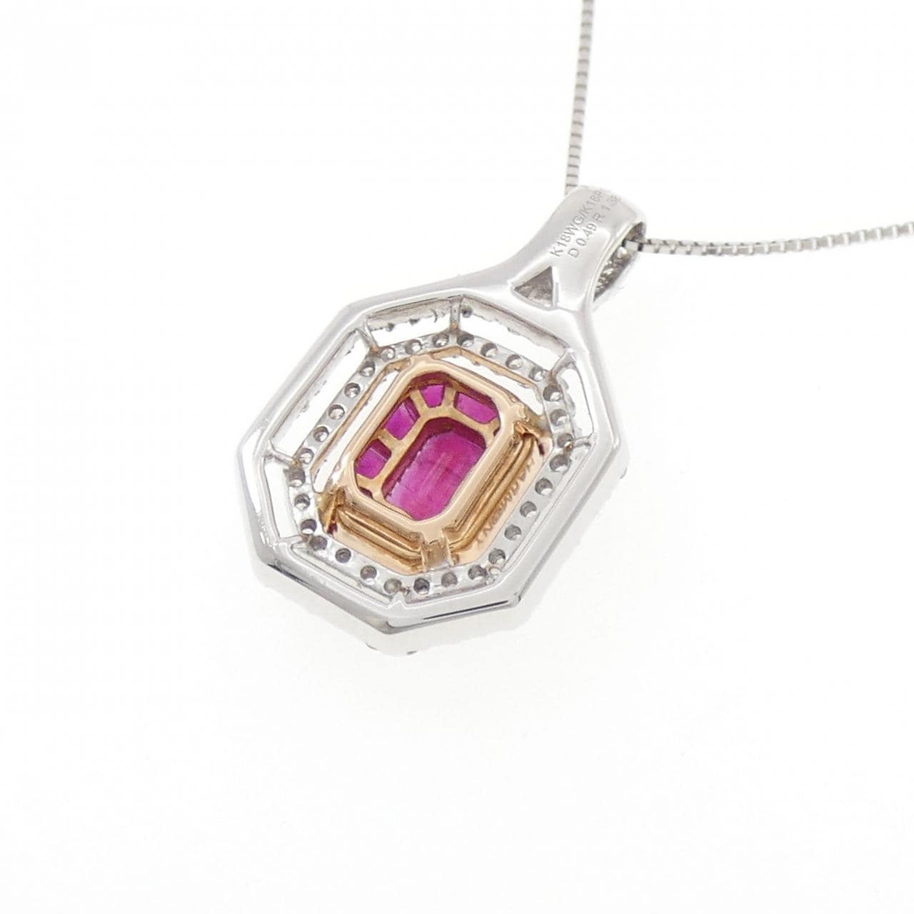 K18WG/K18PG ルビー ネックレス 1.38CT