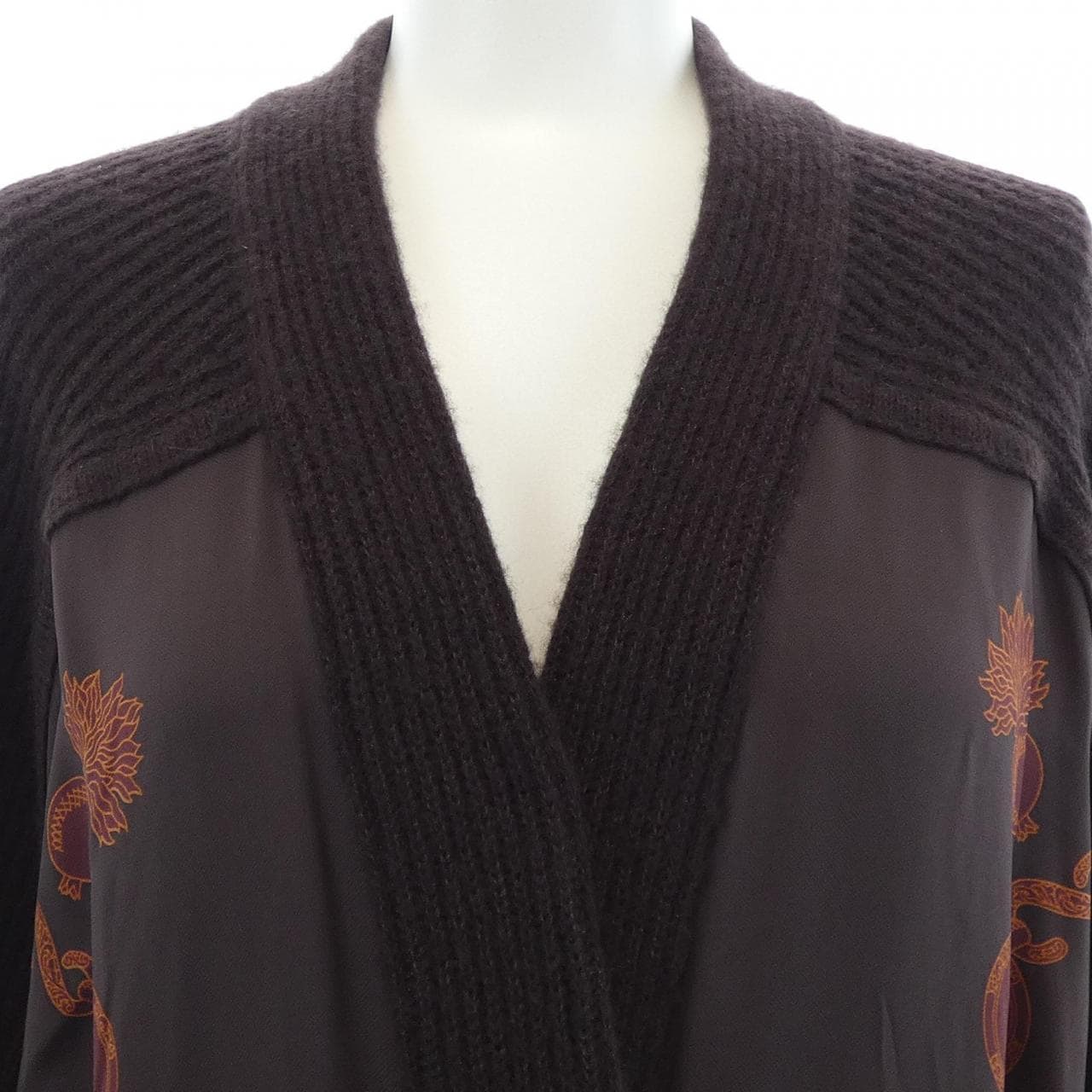 エルメス HERMES LES TAMBOURS FINESSE 3H2840D1 ツイルレーヌ ロングカーディガン