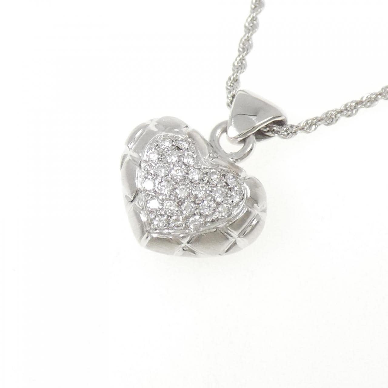750WG/K18WG ハート ダイヤモンド ネックレス 0.35CT