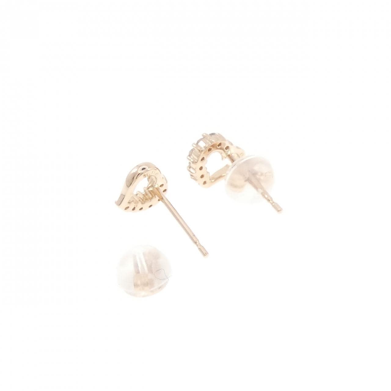 K18PG ハート ダイヤモンド ピアス 0.12CT