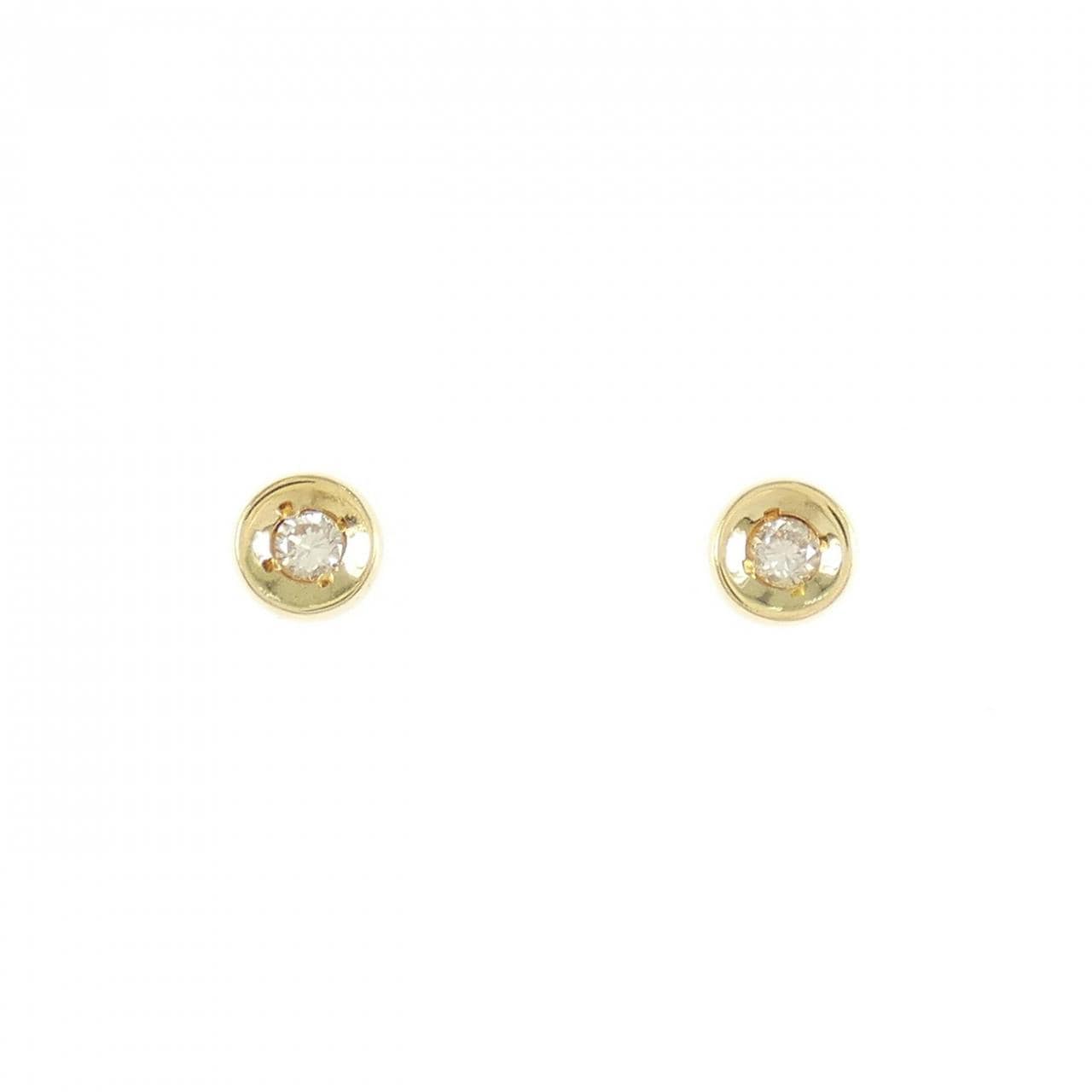 K18YG单钻钻石耳环 0.08CT