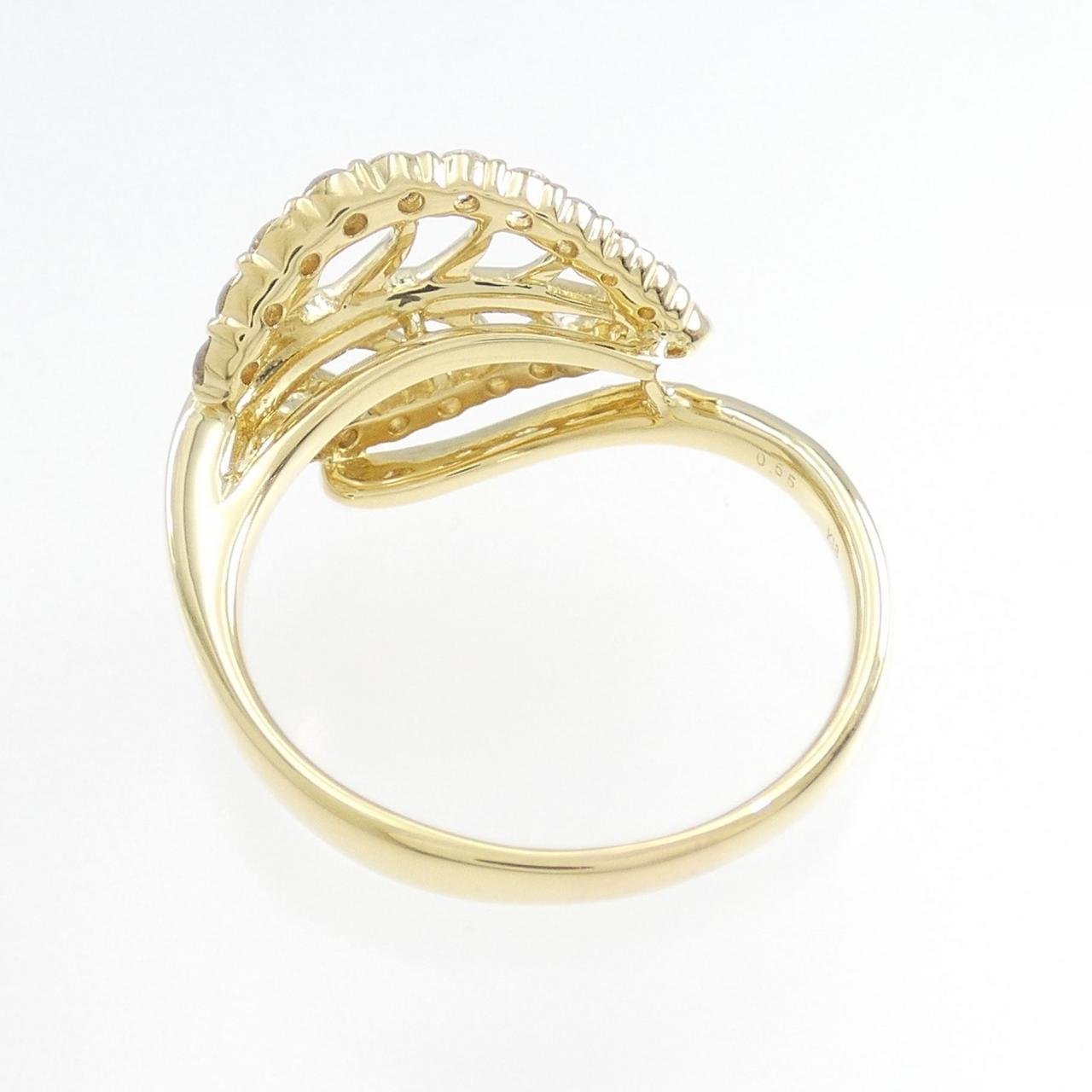 K18YG Leaf Diamond Ring 0.55CT