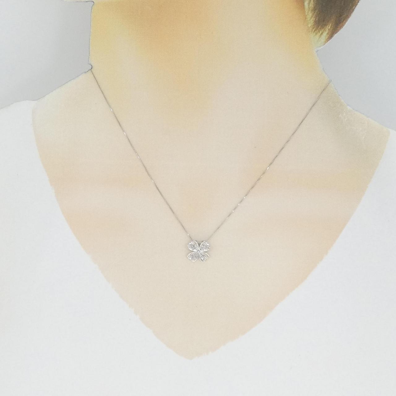 K18WG クローバー ダイヤモンド ネックレス 0.20CT