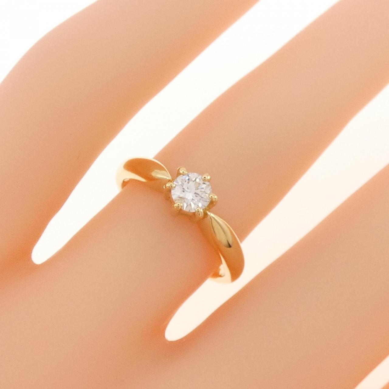 K18YG ソリティア ダイヤモンド リング 0.260CT