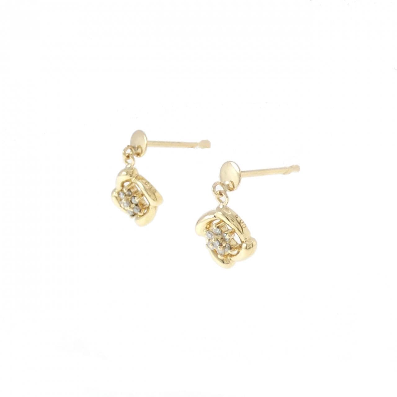 K18YG flower Diamond earrings