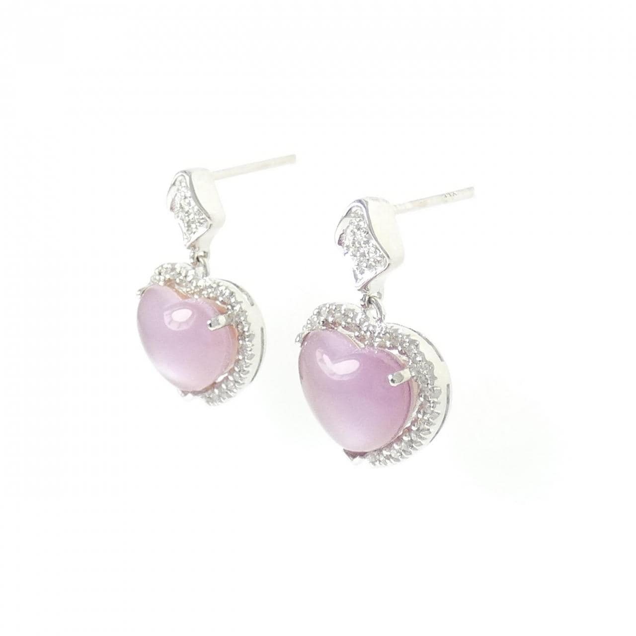 K18WG ハート カラーストーン ピアス