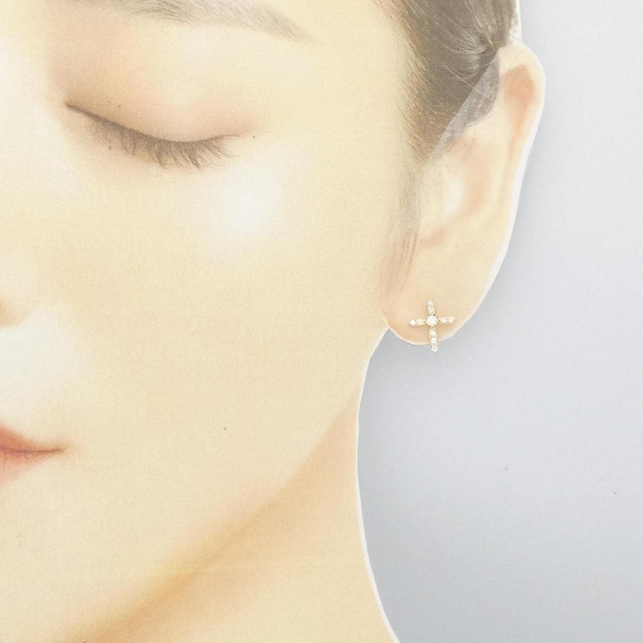 [Remake] K18YG cross Diamond earrings 0.30CT