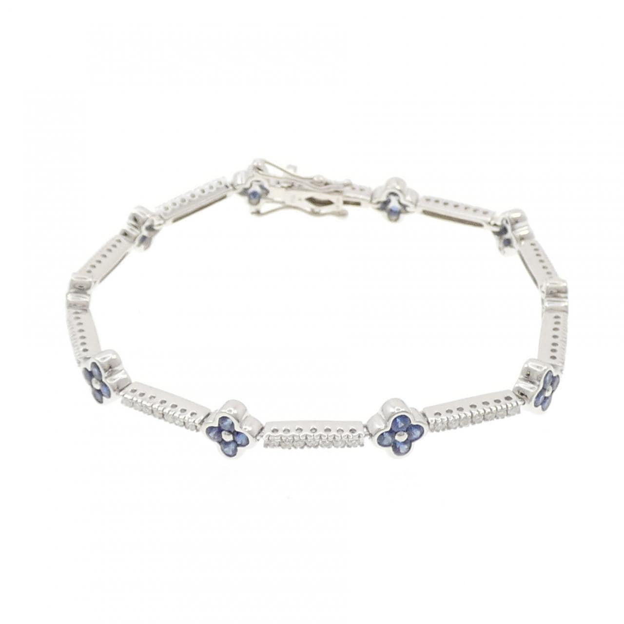 K18WG フラワー サファイヤ ブレスレット 2.25CT