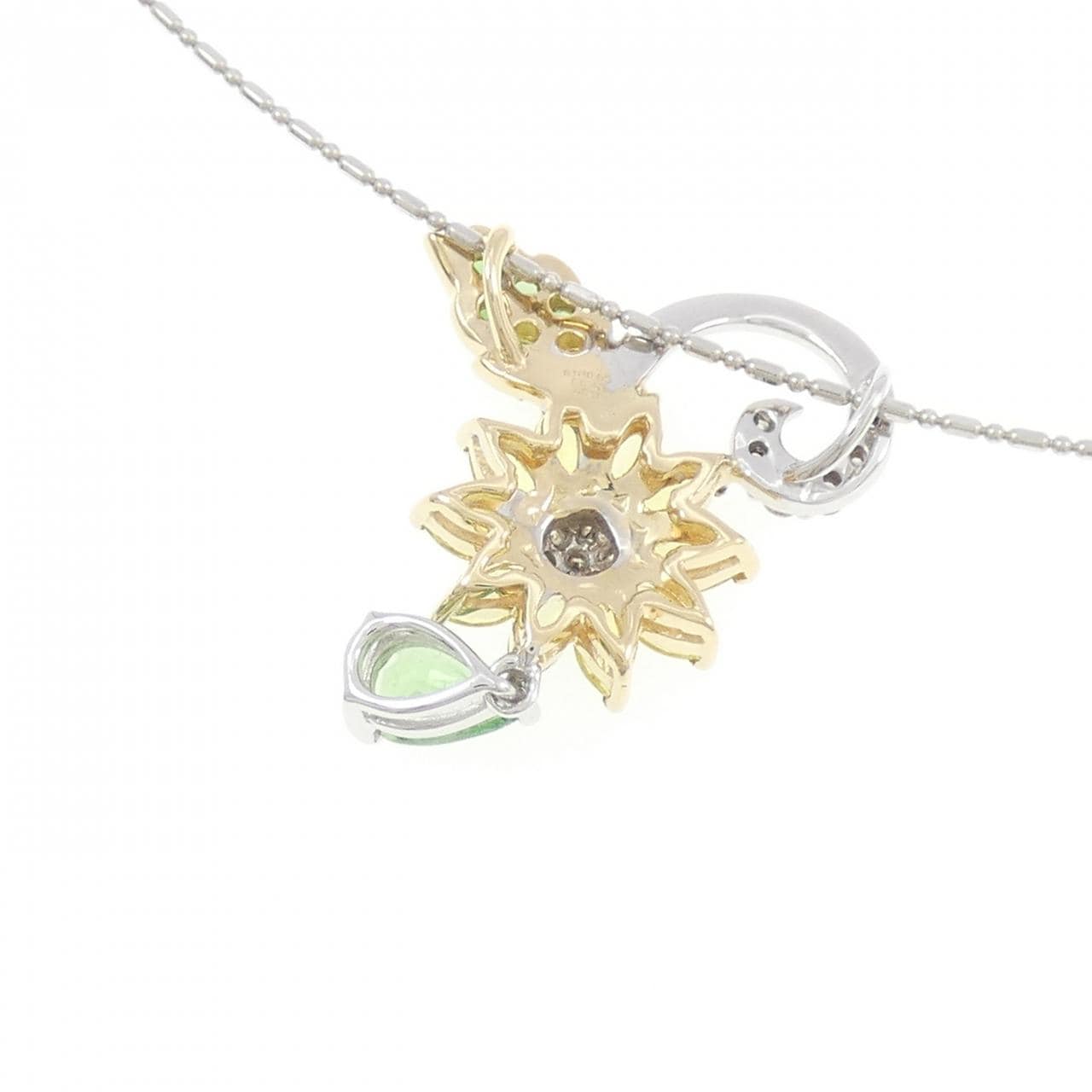 K18/K18WG/PT999 フラワー カラーストーン ネックレス