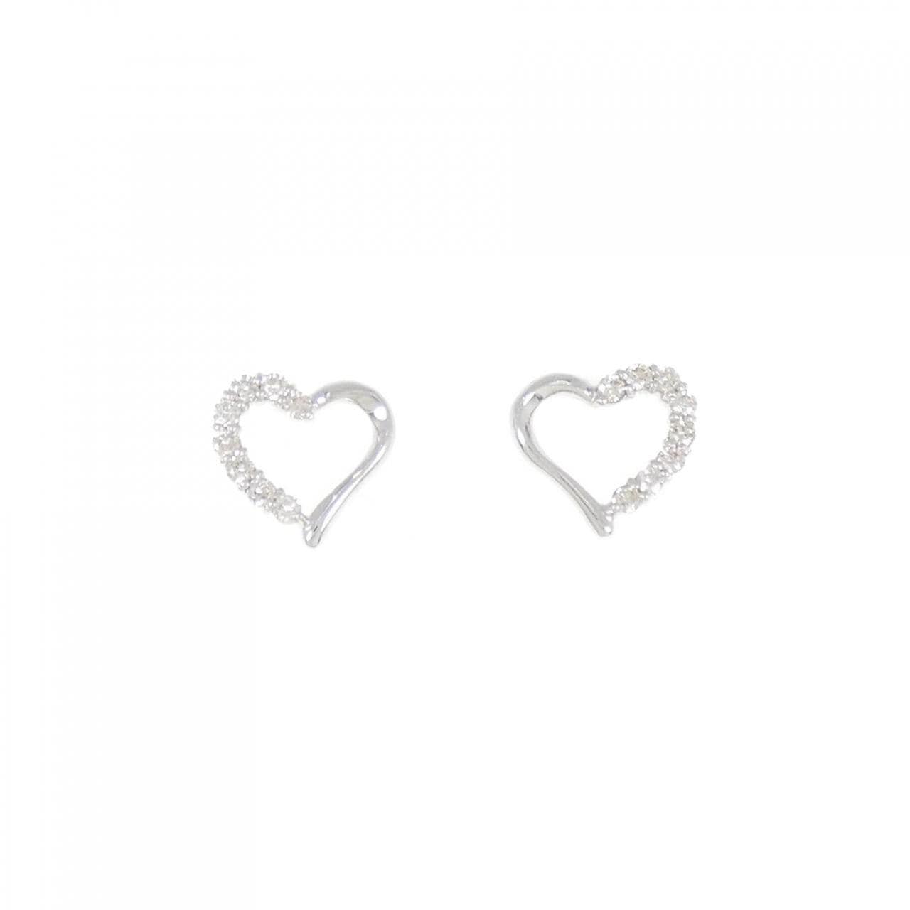 【新品】K18WG ハート ダイヤモンド ピアス 0.20CT