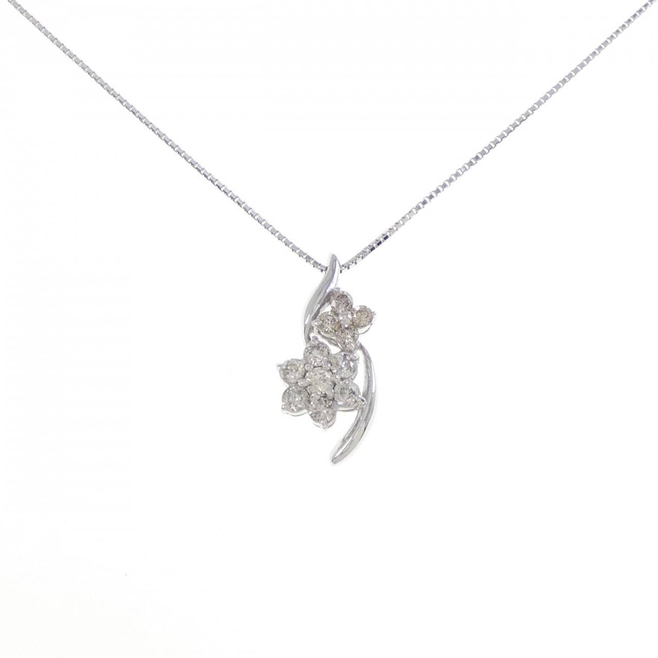 K18WG フラワー ダイヤモンド ネックレス 0.50CT