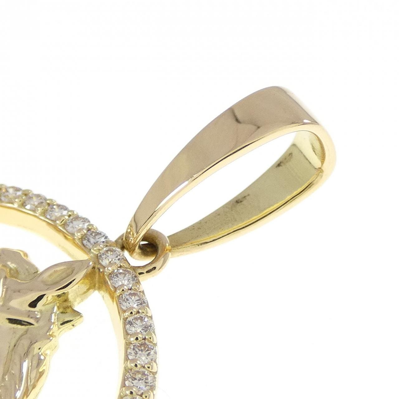 【新品】K18YG ホース ダイヤモンド ペンダント 0.45CT