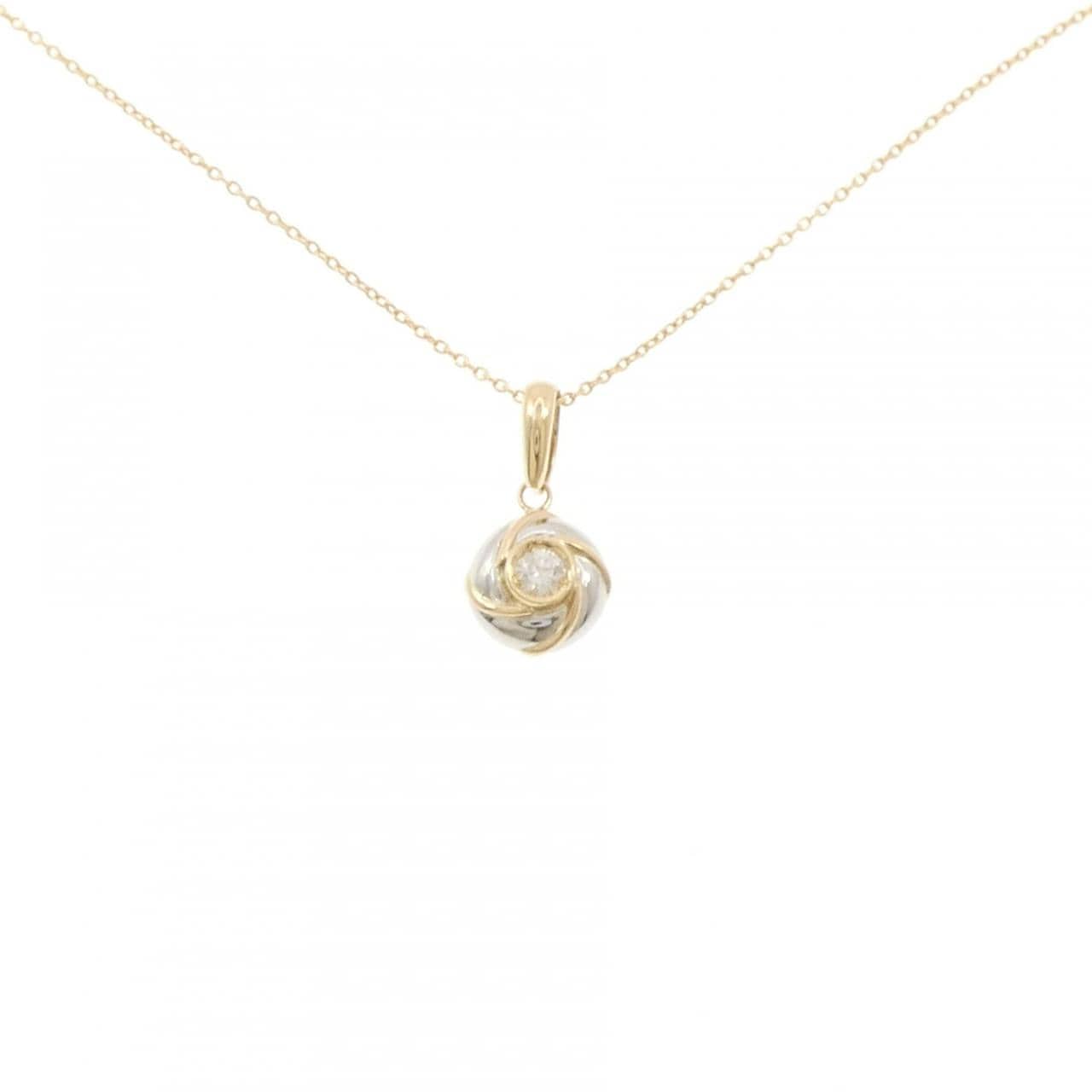 K18YG/PT900 ダイヤモンド ネックレス 0.10CT