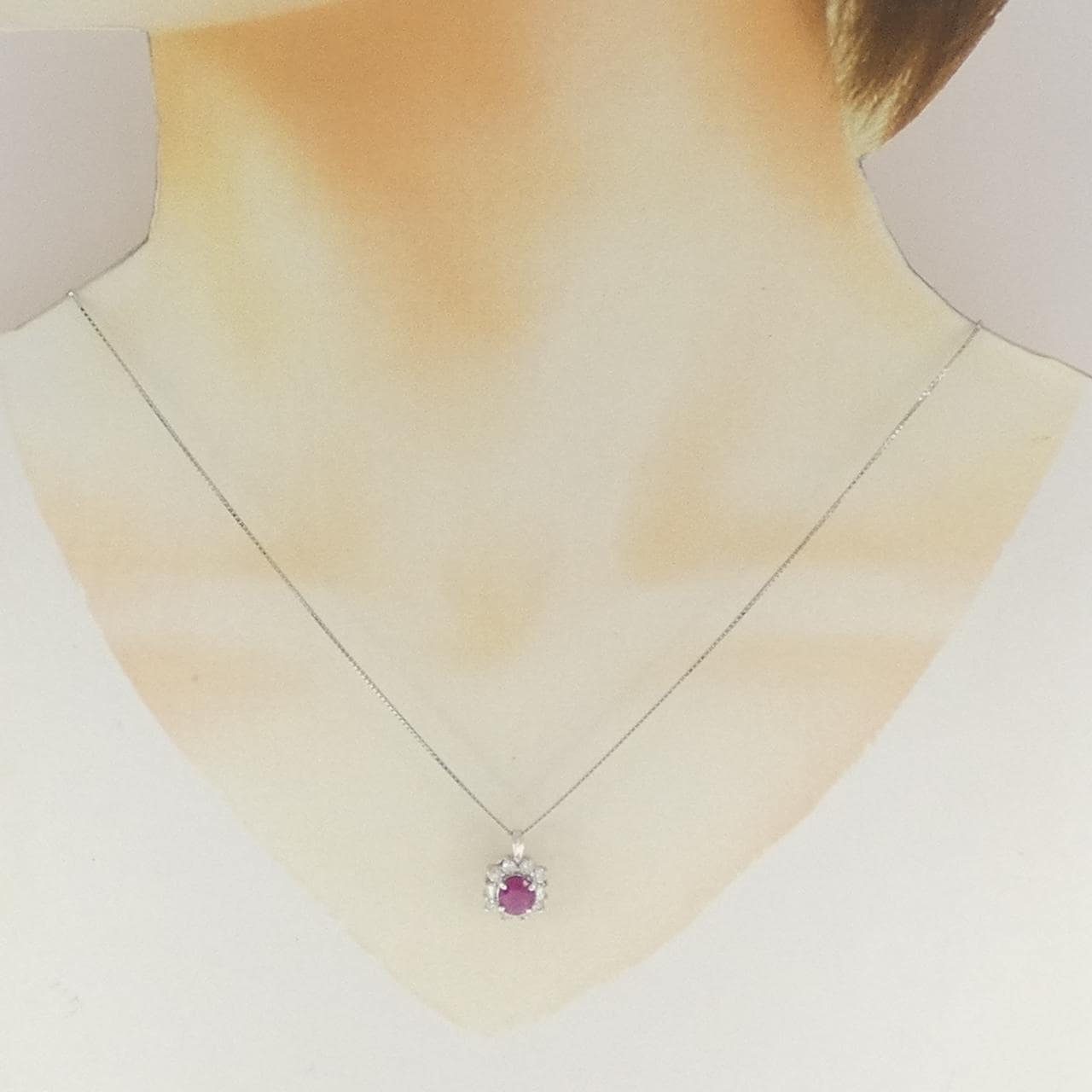 PT900/PT850 ルビー ネックレス 1.14CT
