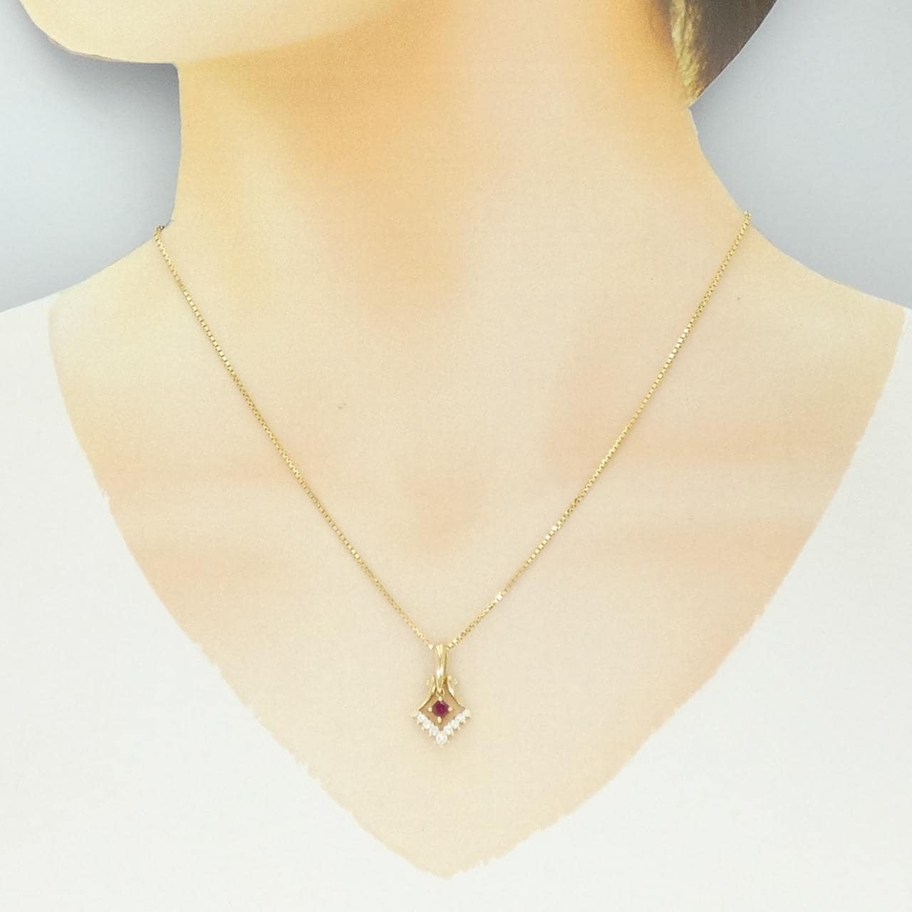 K18YG ルビー ネックレス 0.28CT