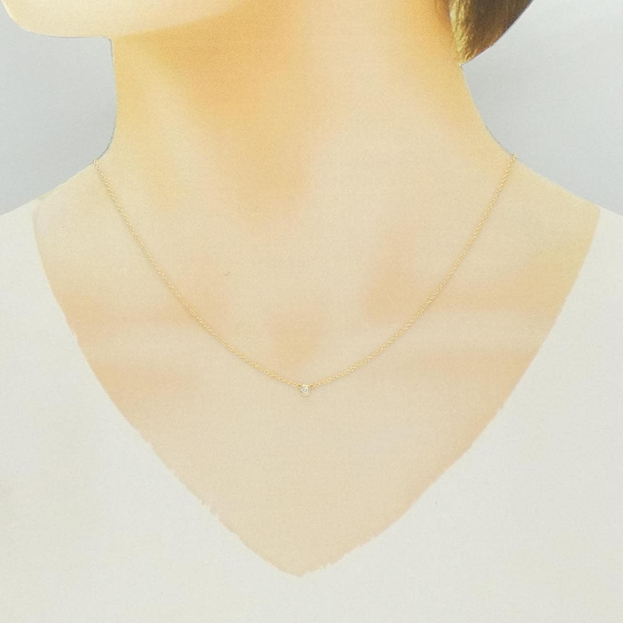 K18YG ソリティア ダイヤモンド ネックレス 0.03CT