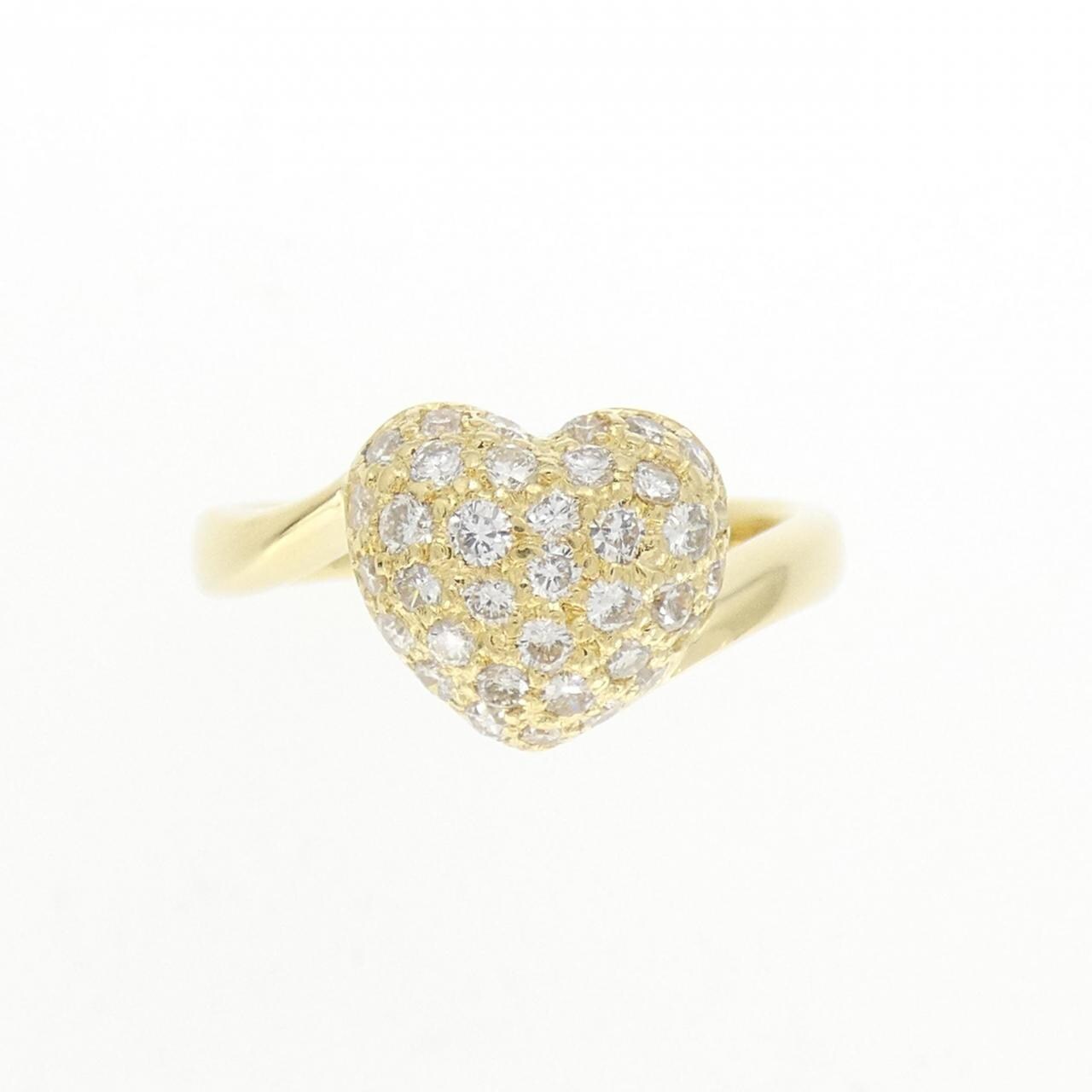 750YG ハート パヴェ ダイヤモンド リング 0.49CT
