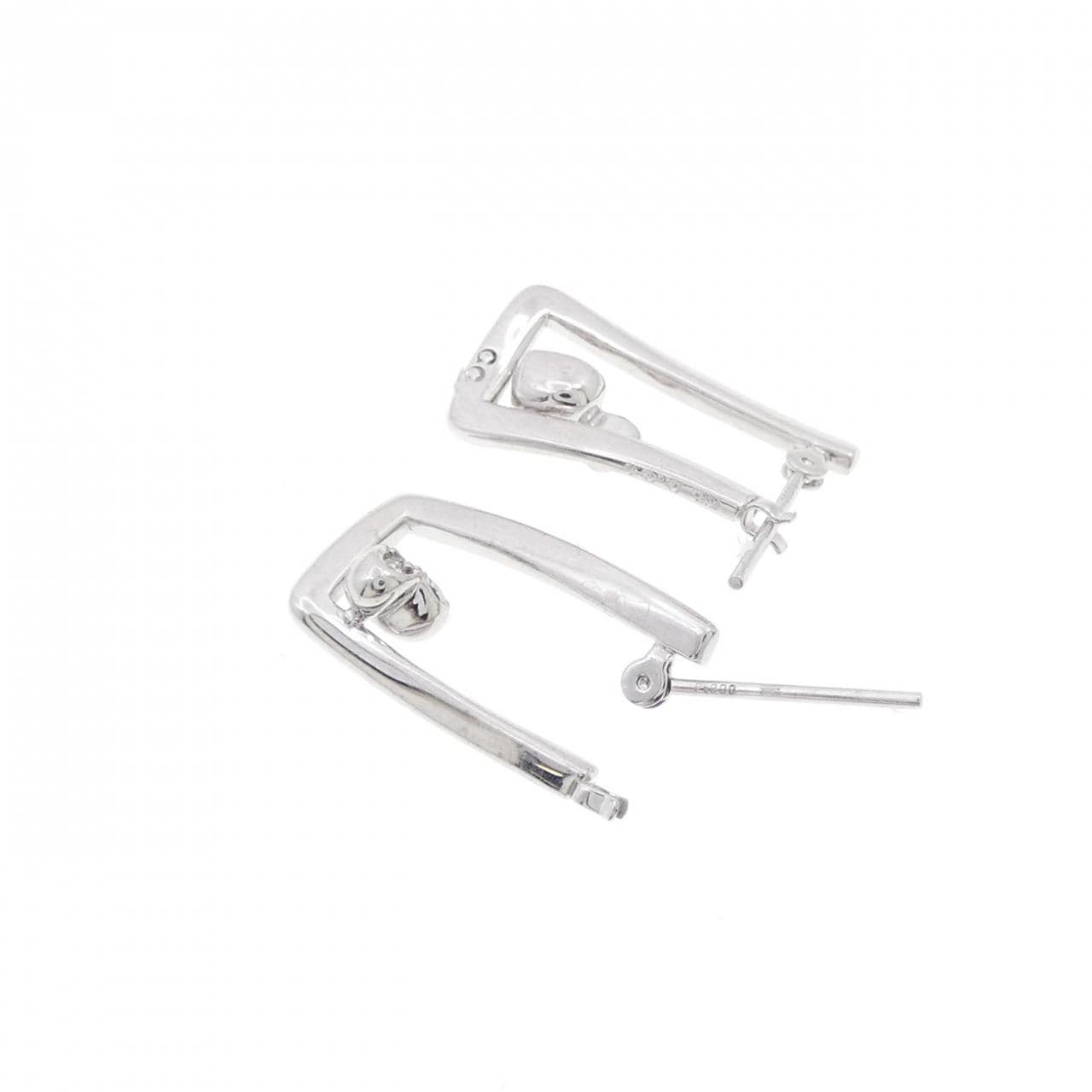 K18WG/PT ハート ダイヤモンド ピアス 0.07CT