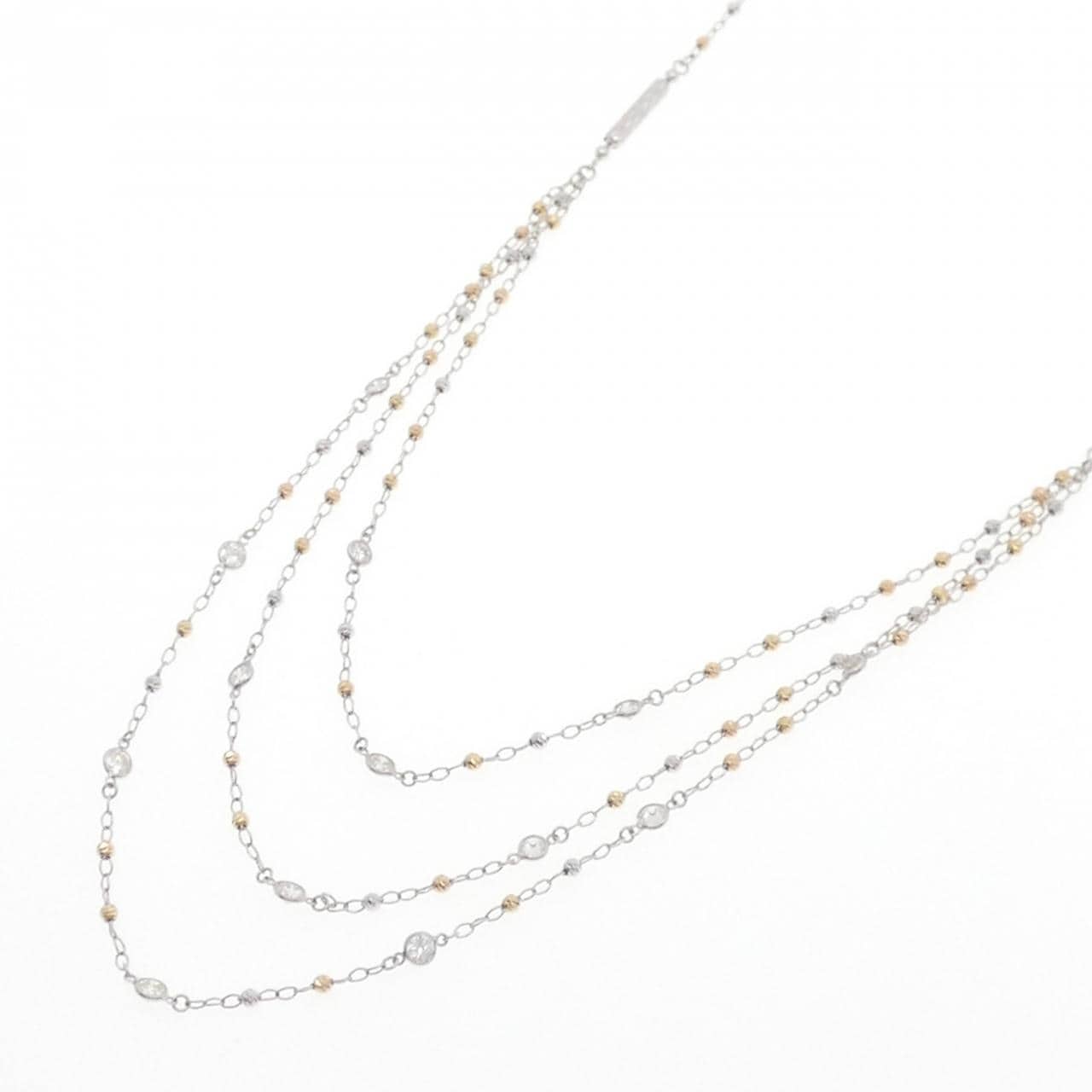 K18スリーカラー ダイヤモンド ネックレス 1.50CT