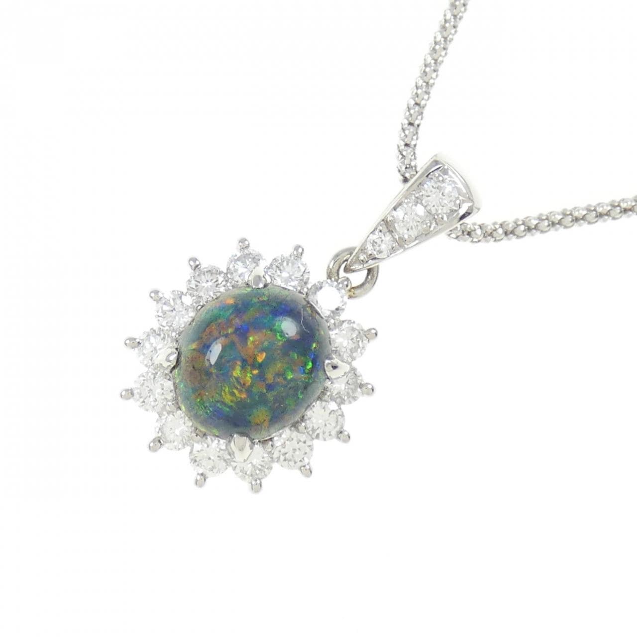 PT/K18WG Black OPAL Necklace 2.22CT