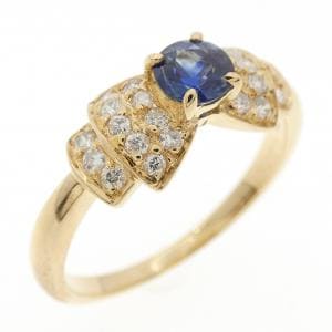 K18YG リボン サファイヤ リング 0.325CT