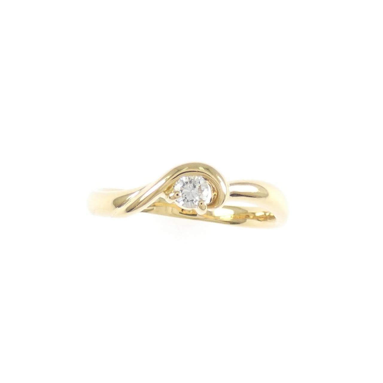 K18YG solitaire Diamond ring 0.09CT