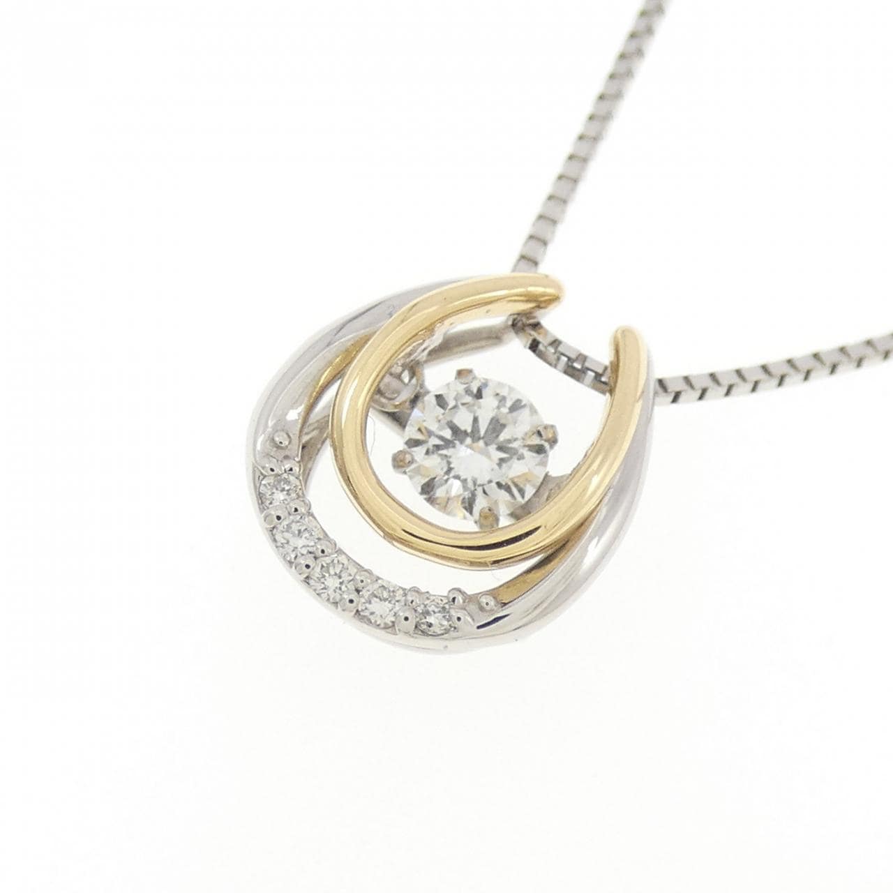 PT900/K18YG/PT850 ダイヤモンド ネックレス 0.181CT