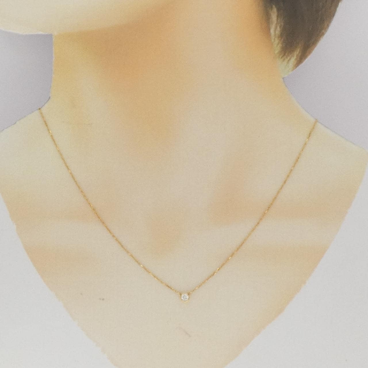K18YG ソリティア ダイヤモンド ネックレス 0.10CT
