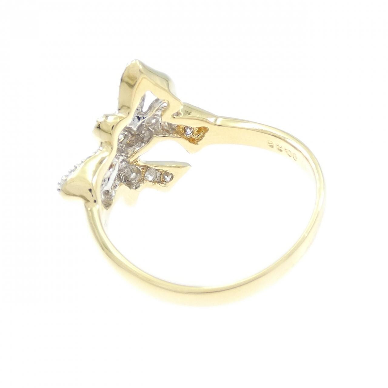 750YG/750WG 緞帶鑽石戒指，0.36克拉