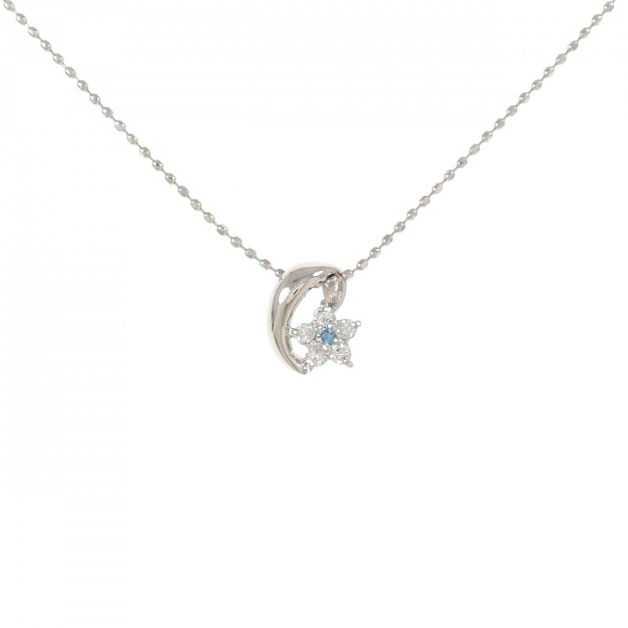 PT900/PT850 フラワー ダイヤモンド ネックレス 0.08CT