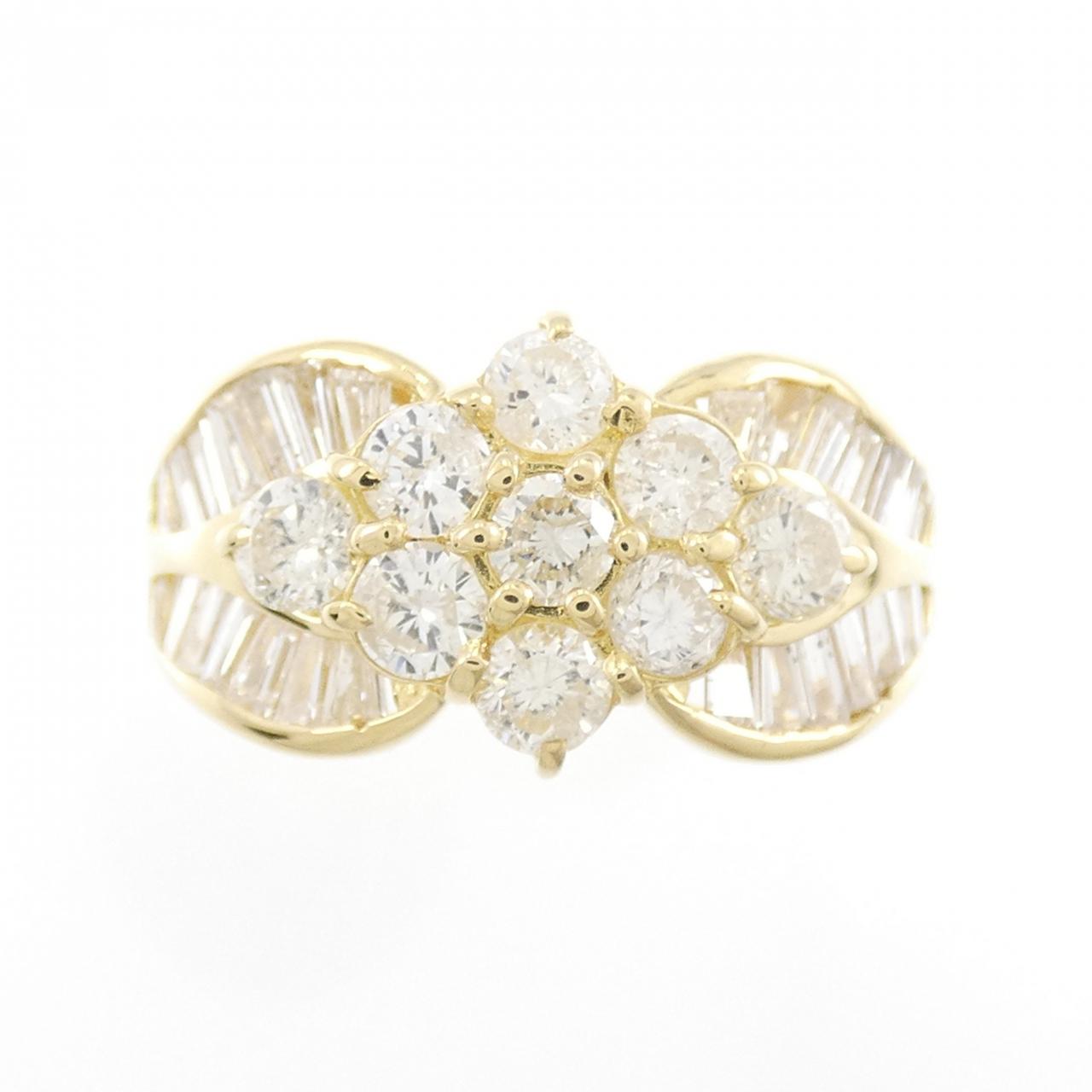 K18YG フラワー ダイヤモンド リング 2.05CT