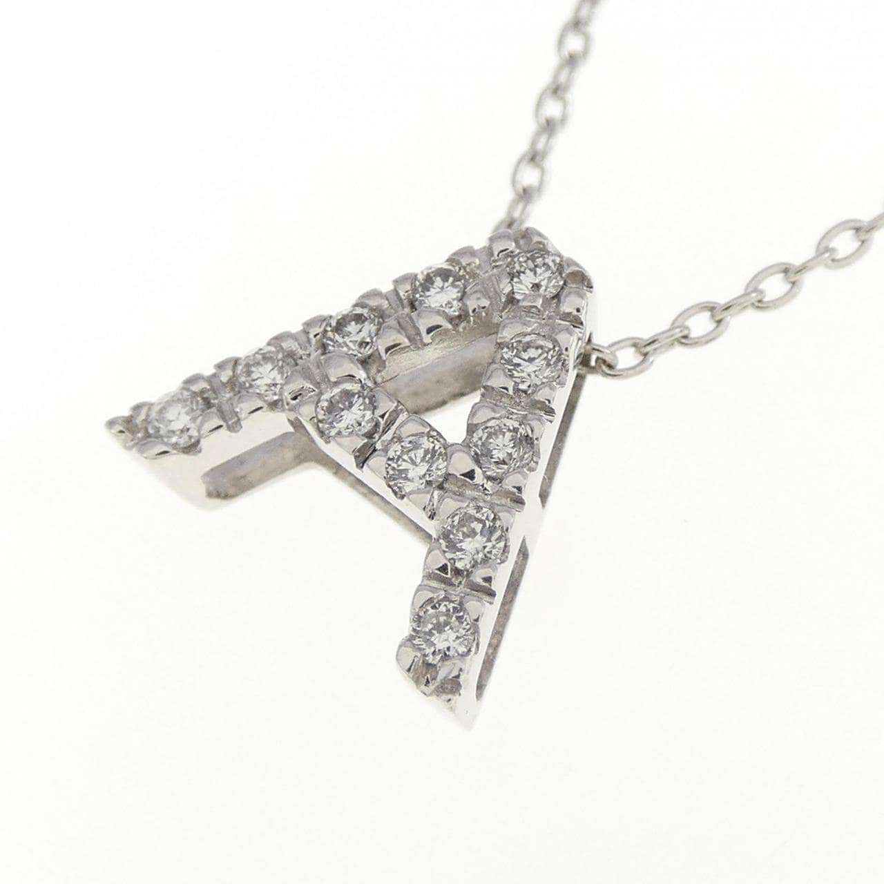 750WG/K18WG Initial A Diamond Necklace