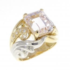 K18YG/PT900 クンツァイト リング 5.39CT