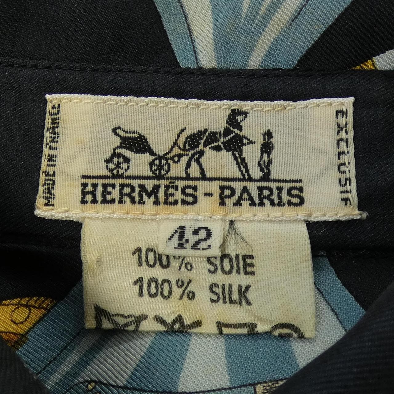 【ヴィンテージ】エルメス HERMES TOURNEZ MANEGE ツイルレーヌ. シャツ