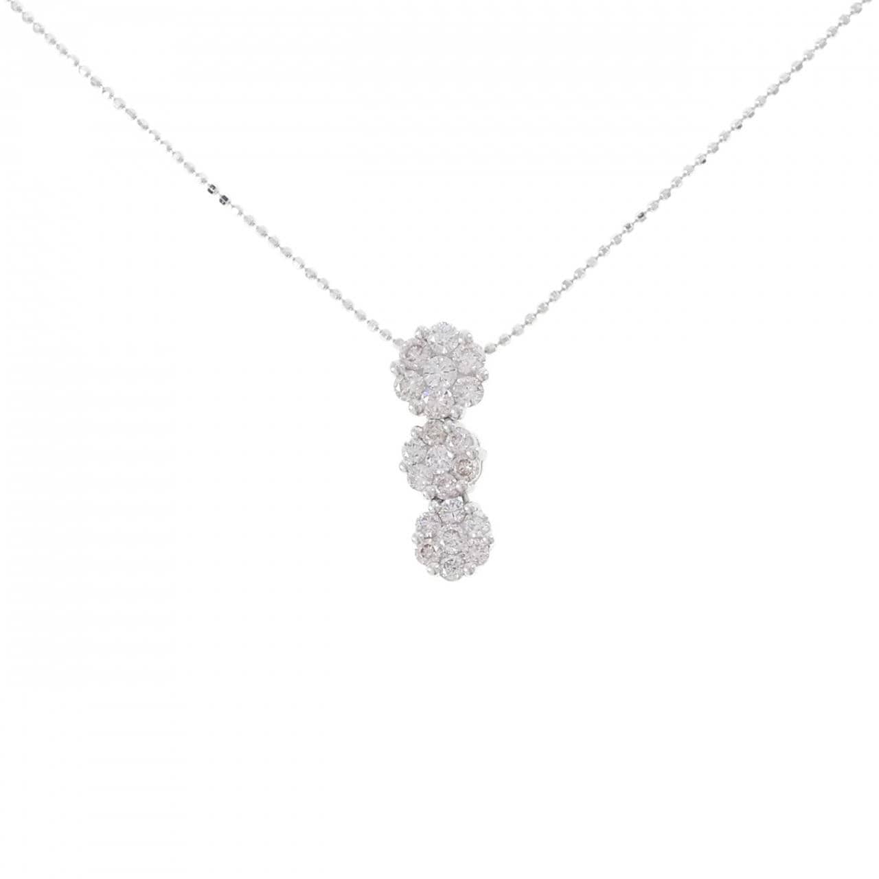 750WG/K18WG ダイヤモンド ネックレス 0.88CT