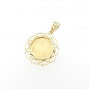 K18YG frame coin pendant