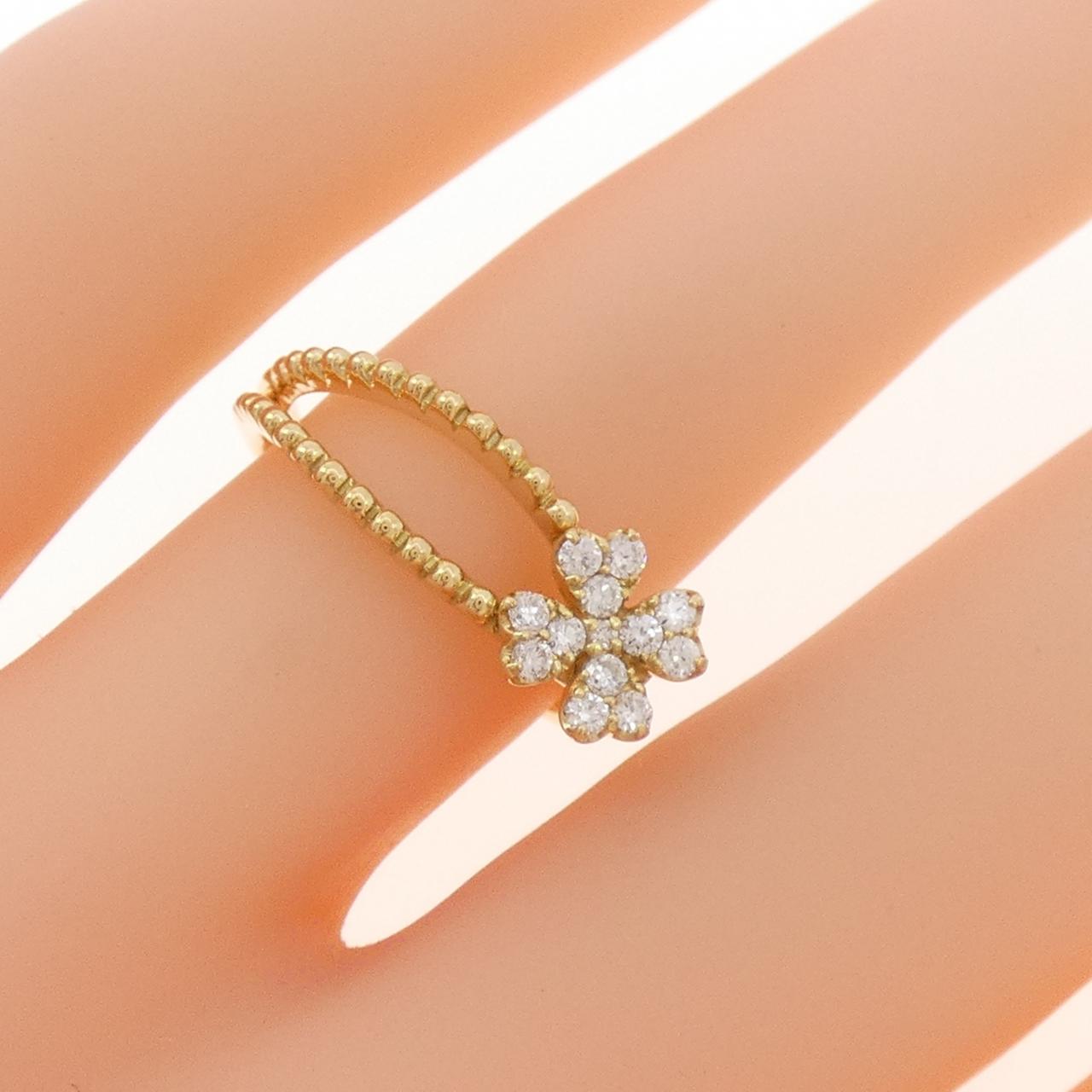 K18YG フラワー ダイヤモンド リング 0.16CT