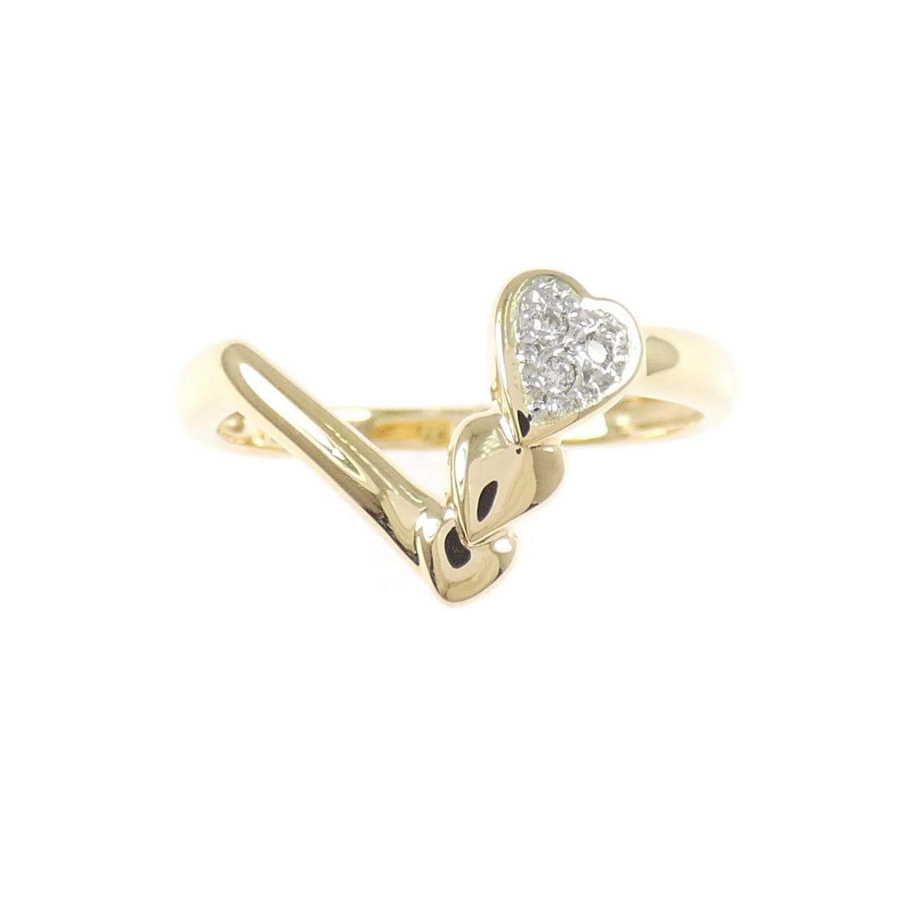 K18YG/PT900 ハート ダイヤモンド リング 0.02CT