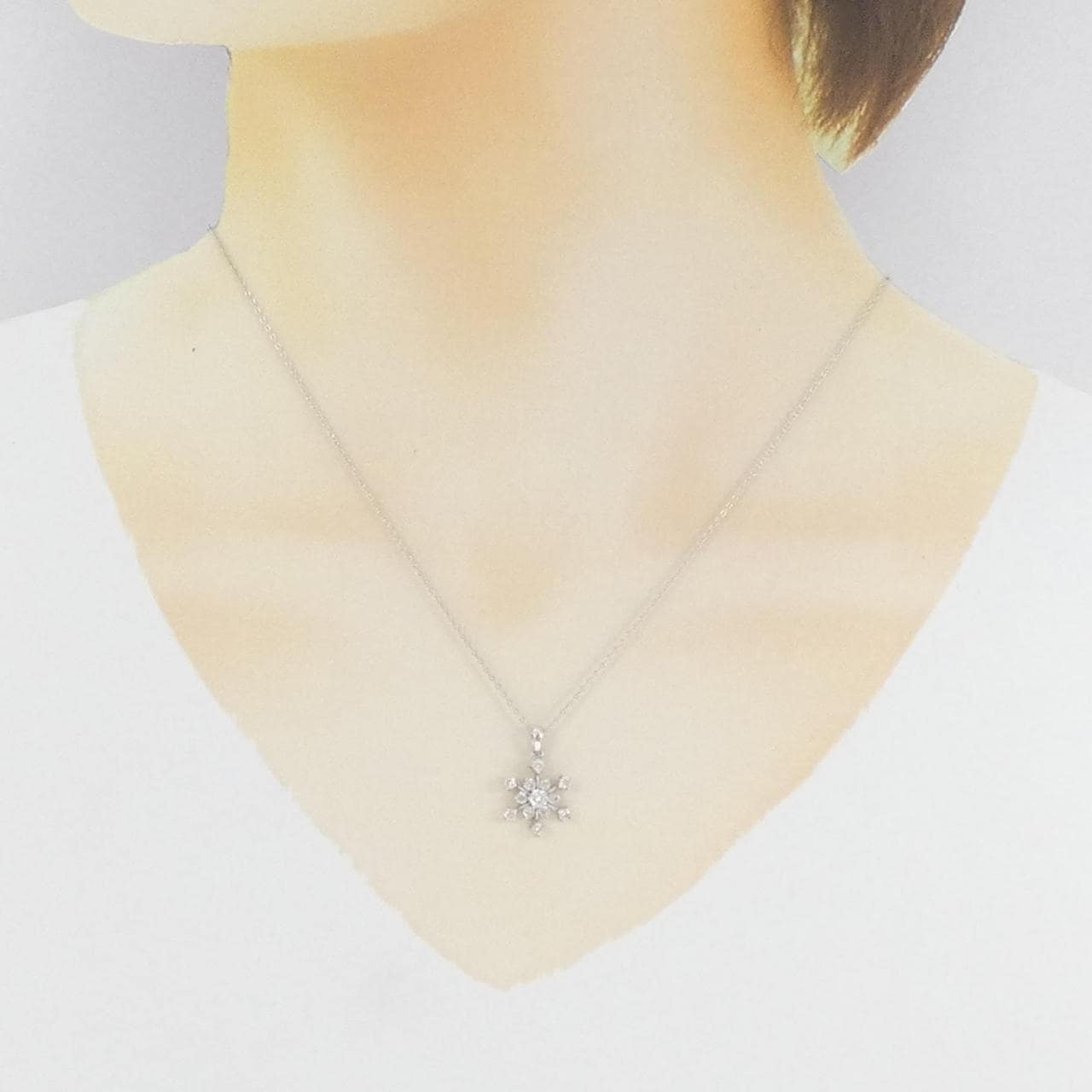 750WG/K18WG Snowflake Diamond Necklace