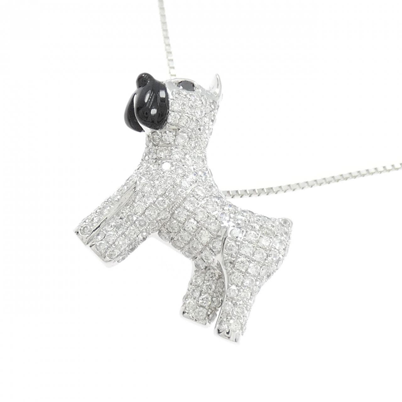 18KWG/K18WG ドッグ オニキス ネックレス 0.3CT