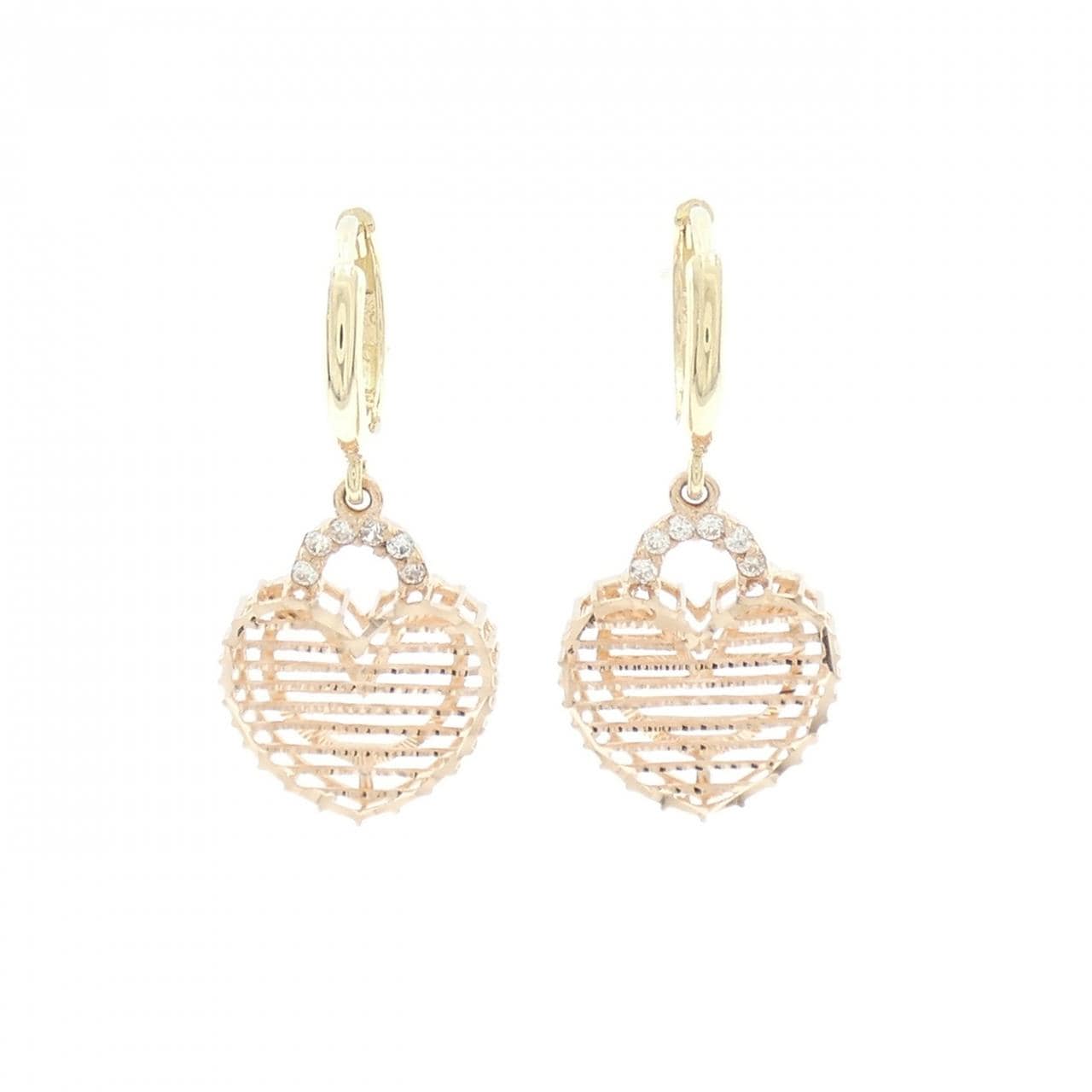 14KPG/14KYG ハート キュービック ピアス