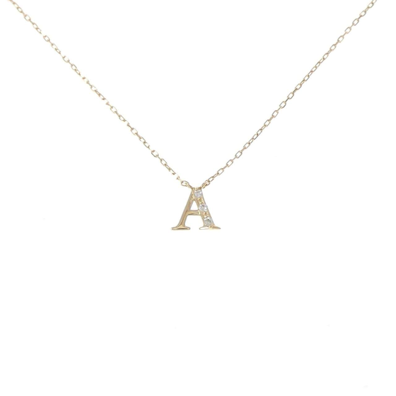 K18YG イニシャルA ダイヤモンド ネックレス