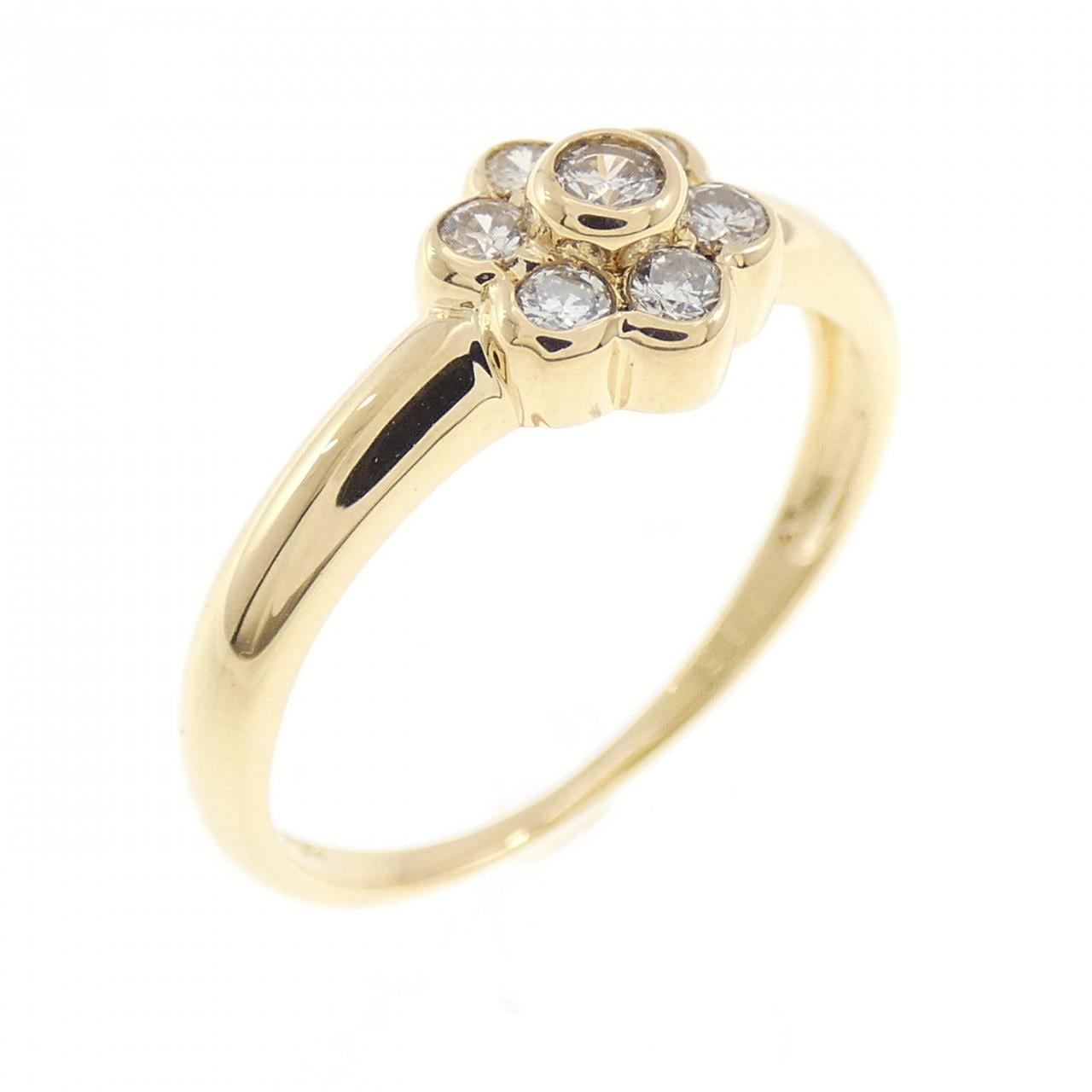 K18YG フラワー ダイヤモンド リング 0.15CT