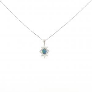 PT900/PT850 ブラックオパール ネックレス 0.68CT